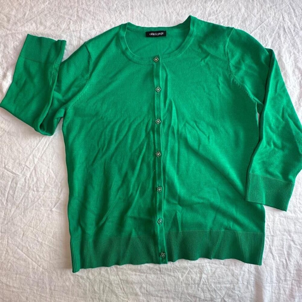 Cable-gauge Women's Green Cardigan